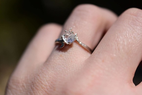 Raw Diamond Engagement Ring, Rough Uncut Diamond, White Diamond, Natural - Picture 5 of 10